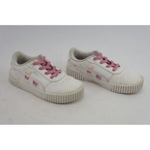 GC Girls Size 10C Puma Butterfly Tennis Shoes Sneakers White Pink